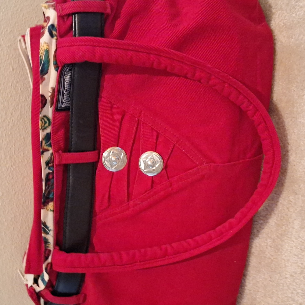 Roughrider Red & Black Belted Women's Jean Bag with Pouch - Picture 2 of 8